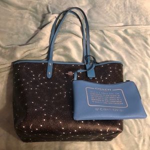 Reversible Celestial Print Coach Tote